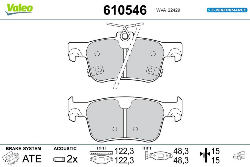 Jeu de 4 plaquettes de frein VALEO ref. 610546